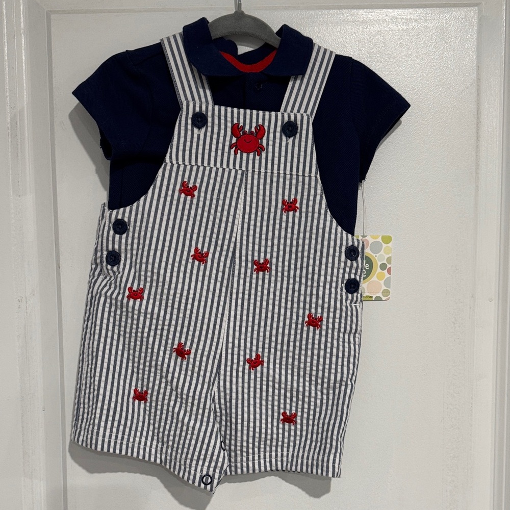 Little Me Navy and Red Shirt